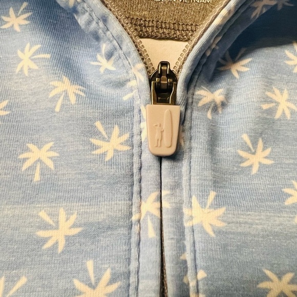 JOHNNIE-O MEN’S LIGHT BLUE PALM PRINT 1/4 ZIP PULLOVER SURF SWIM TOP SIZE MEDIUM - Picture 5 of 9